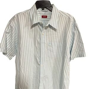 IZOD Mint/White/Pink/Blue Stripe S/S Dress Shirt XL